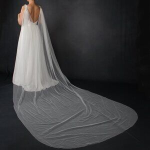 Detachable Bridal Coverups for bride Wedding Long Cape bride cape Rhinestone